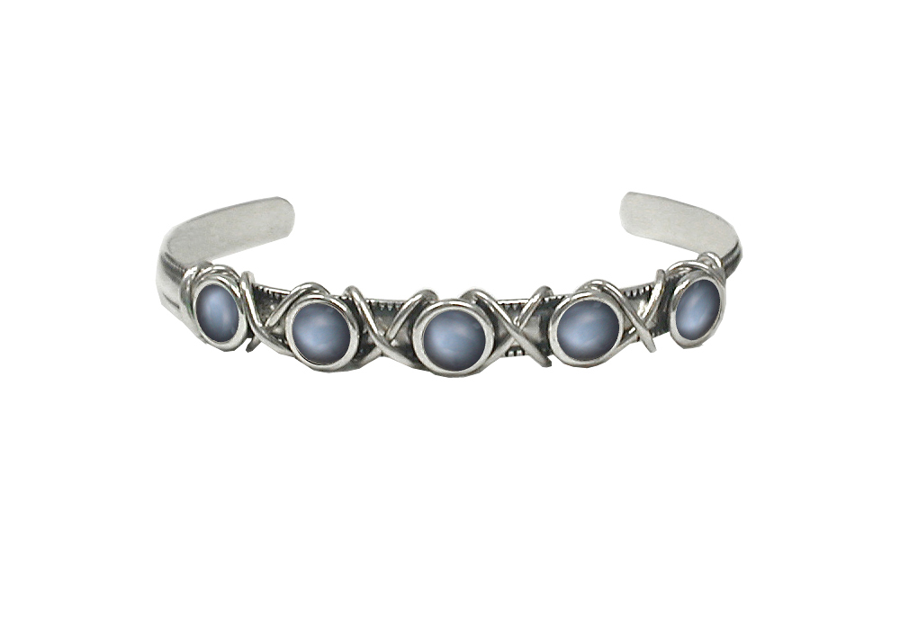 Sterling Silver Cuff Bracelet With Grey Moonstone